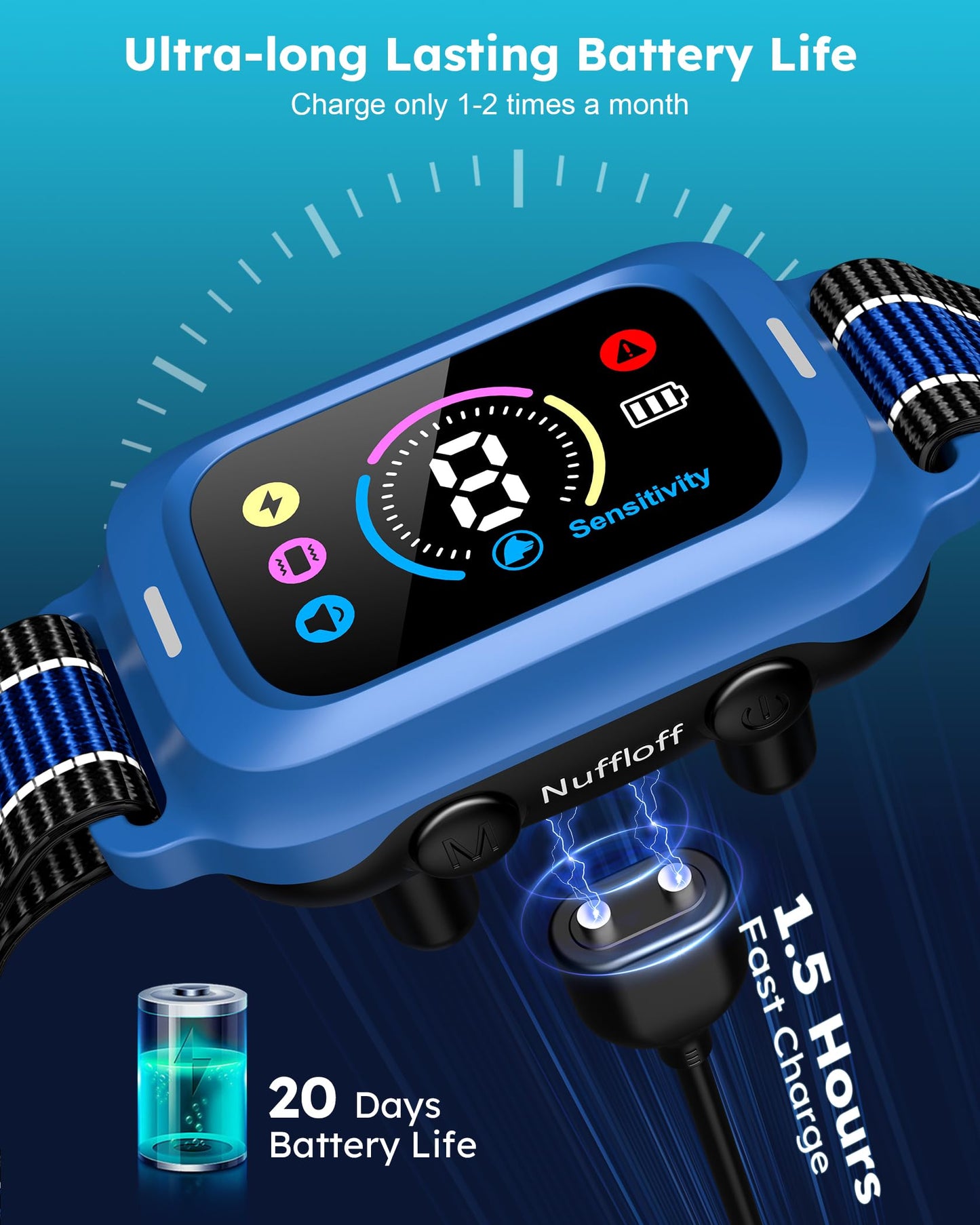 Bark Collar - Automatic Anti Barking Collar with 8 Sensitivity, Rechargeable Smart Bark Collar for Large Medium Small Dogs, Waterproof Bark Training Collar with Adjustable Beep Vibration Static Modes