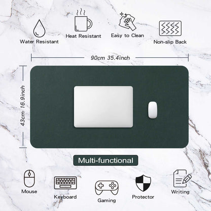DOBAOJIA Extended Mouse Pad Mat XXL Desk Pad Large Desk Mat 35.4" X 16.9" Desk Blotter Writing Pad for Laptop/Office/Home, PU Leather Waterproof +Suede Non-Slip 90 x 43cm (Dark Green)