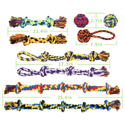 SHARLOVY Large Tough Chew Toys for Aggressive Chewers Large Breed,Heavy Duty Dental Rope Toys Kit for Medium Dogs,5 Knots Indestructible Cotton Puppy Teething Chew Tug Toy (9 pack)