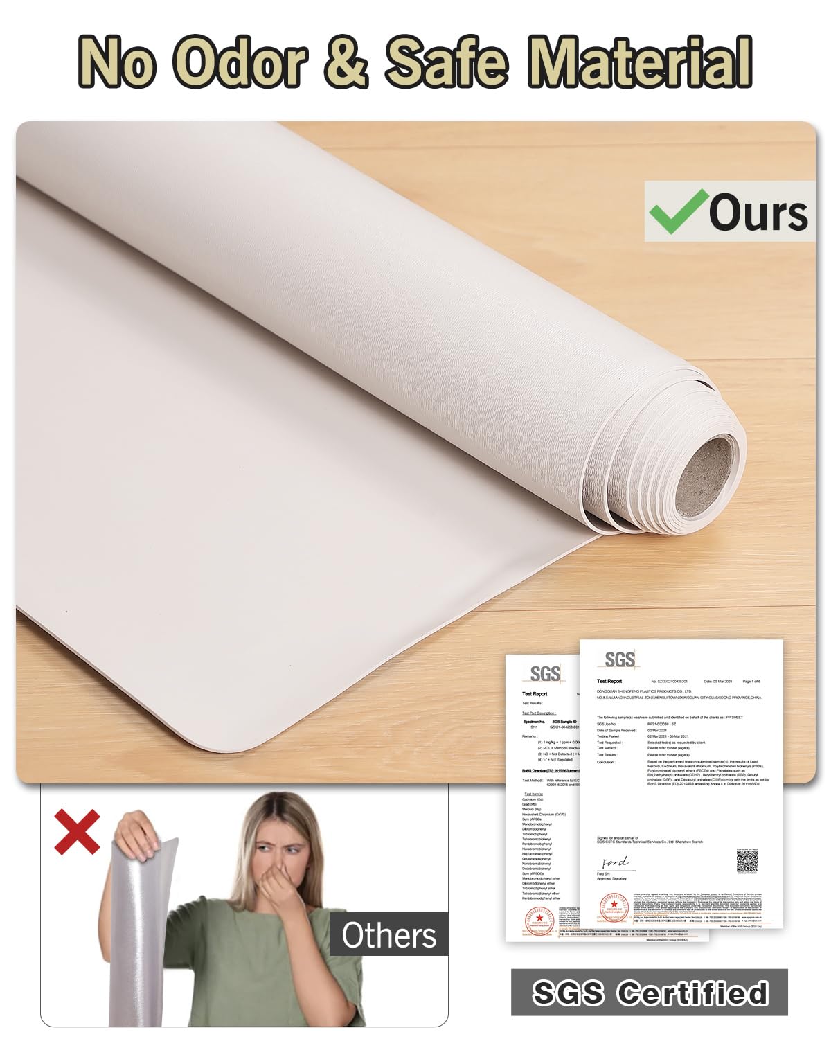 FURKIT Soft Plastic Floor Mat for Under Dining Table, 5'×7' Beige Waterproof Vinyl Area Rug for Living Room, Non-Slip Multi-Pupose Floor Cover Protector for High Traffic Areas