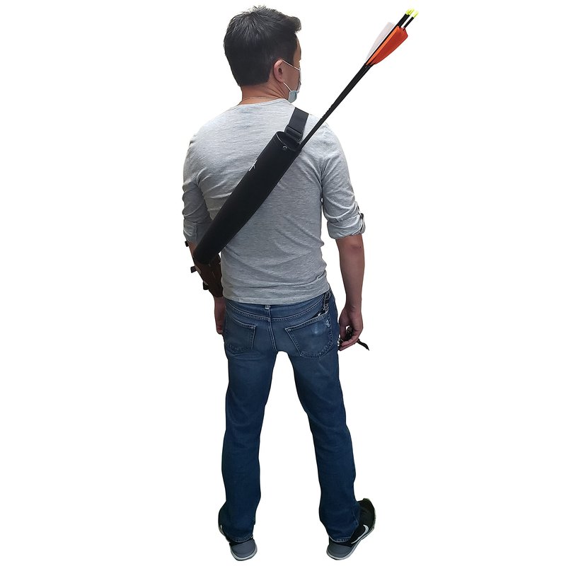 SAS Southland Archery Supply Leather Tube 17" Hip Quiver Arrow Holder with Belt Clip (Hip/Back Quiver 2-in-1)