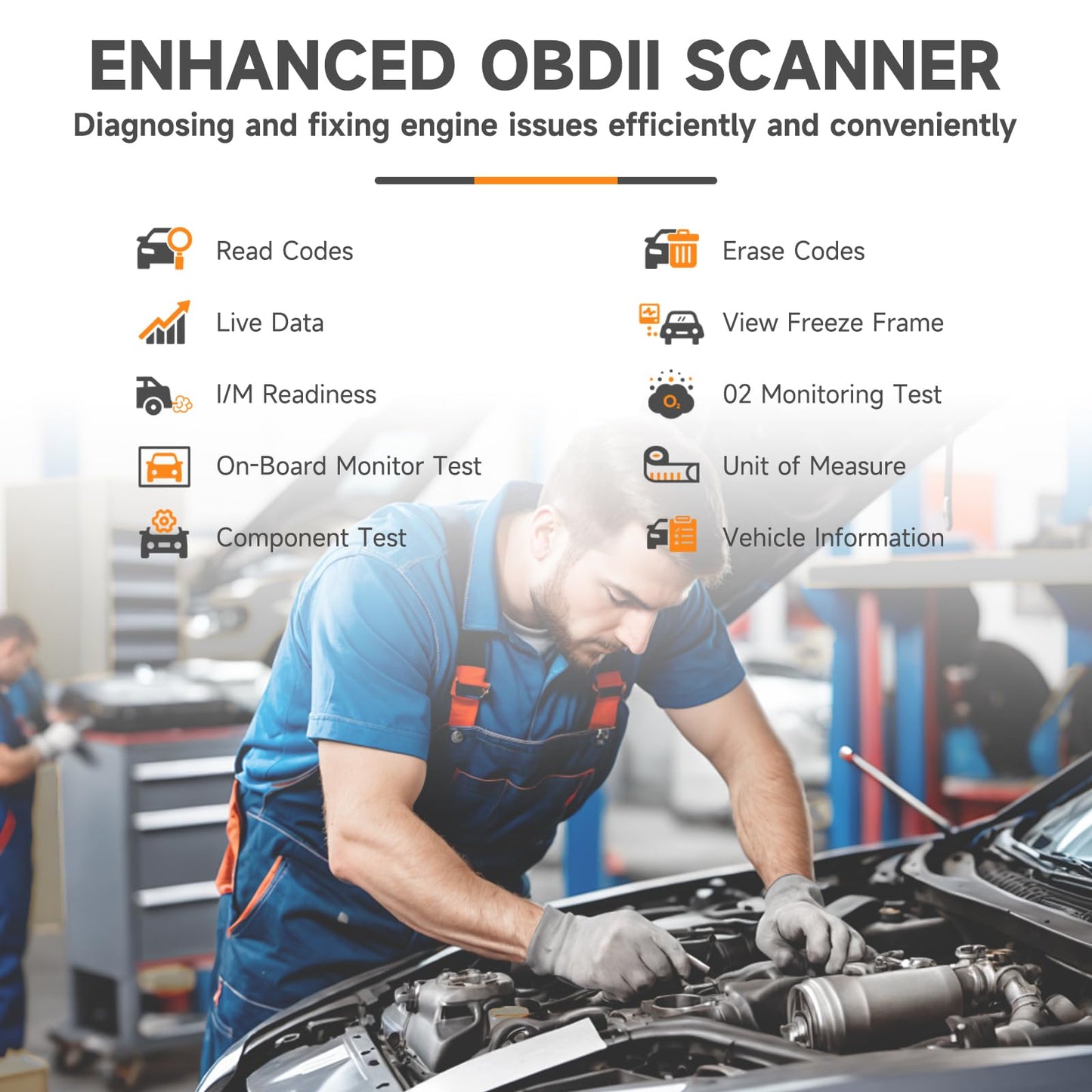 FOXWELL NT201 OBD2 Scanner Code Reader for Cars and Trucks Check Engine Light, Read and Clear Fault Codes, Live Data Diagnostic Tool for All Cars After 1996