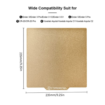 Comgrow Textured/Smooth Double Sided PEI Sheet 235mmx235mm for Creality Ender3/Ender 3 Pro/Ender 3 V2/Ender 3 S1/Ender 3 S1 Pro/Ender 3 Neo/Ender 3 V2 Neo/Ender 5 Pro/Voxelab Aquila 3D Printer