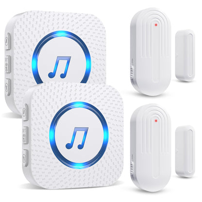 SanJie Door Chime, Door Open Contact Sensor Alarm for Business/Store/Home/Office When Entering, with 500 FT Range,26 Chimes 5 Adjustable Volume 2 Receivers +2 Sensors