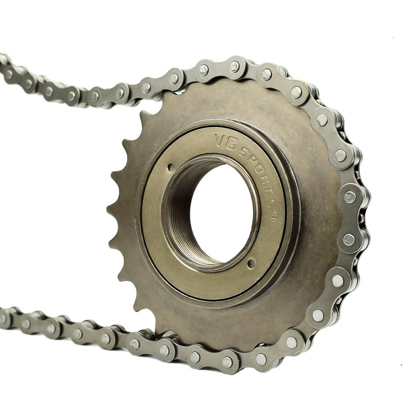 VG SPORTS Single Speed Bike Freewheel, 24T Compatible with 1/2' x 1/8' Bicycle One-Speed Freewheel Threaded Type Freehub Replacement Parts (Brown)