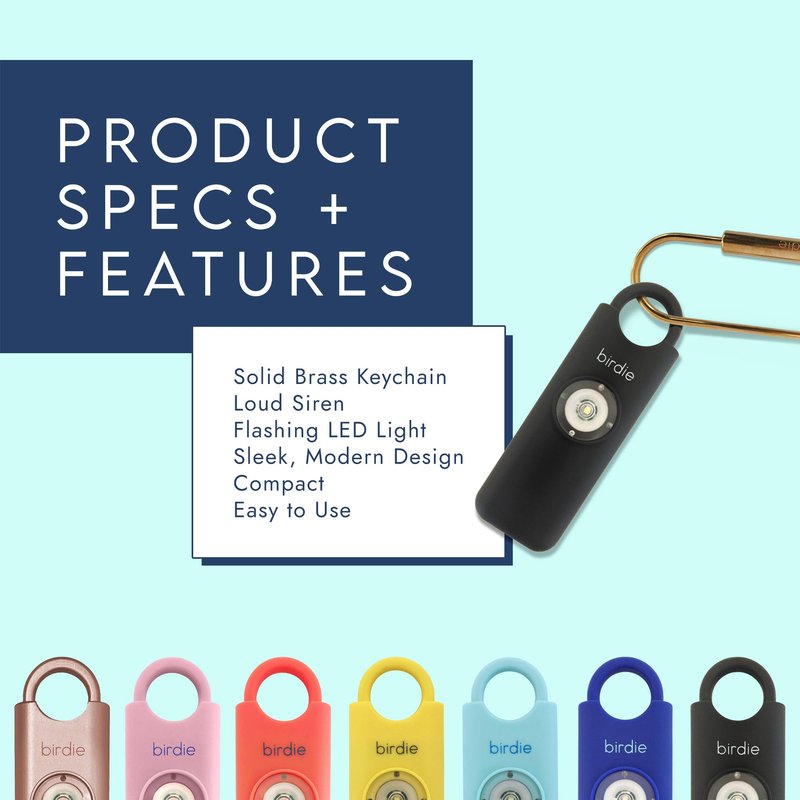 She’s Birdie–The Original Personal Safety Alarm for Women by Women–Loud Siren, Strobe Light and Key Chain in a Variety of Colors (Charcoal)