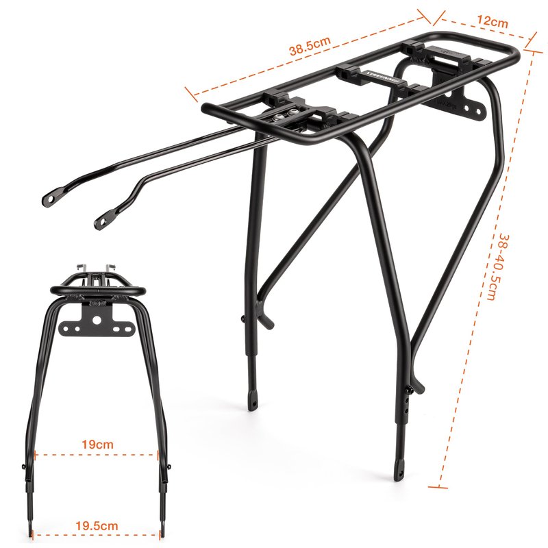 Bike Rear Rack - Bicycle Pannier Rack Compatible with MIK System, Bike Cargo Rack for Disc Brake/Non-Disc Brake Mount - Height Adjustable for 26"-29" Frames