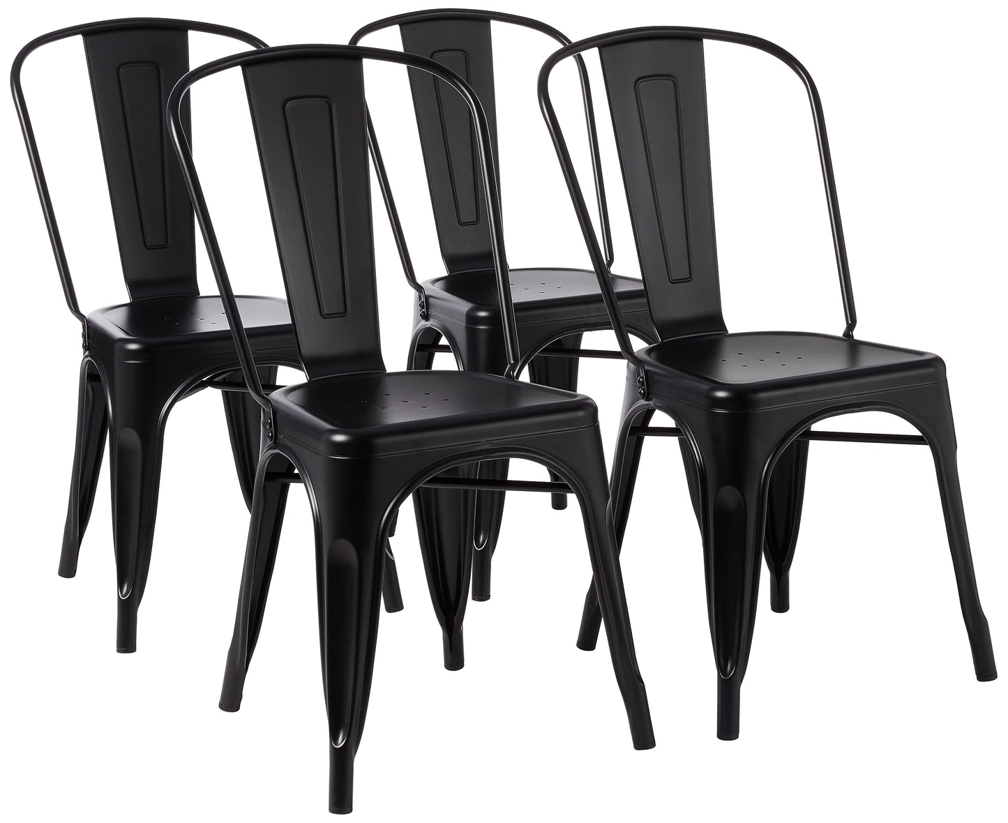Amazon Basics Metal Dining Chairs, Matte Black, 1 Count (Pack of 4)