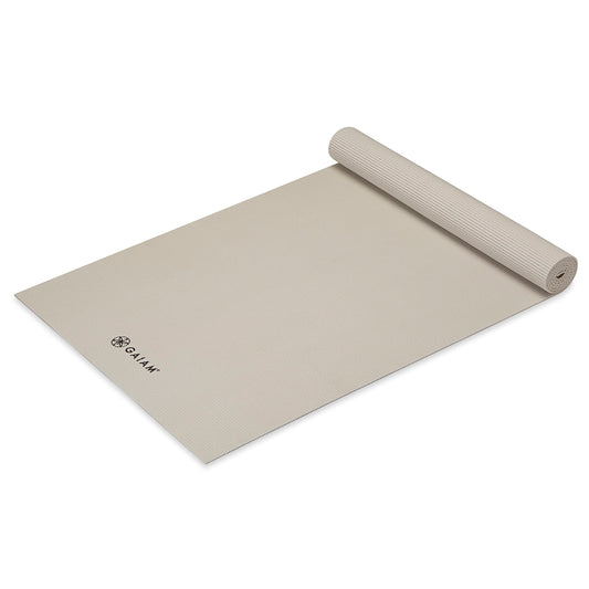 Gaiam Yoga Mat Premium Solid Color Non Slip Exercise & Fitness Mat for All Types of Yoga, Pilates & Floor Workouts, Sandstone, 5mm