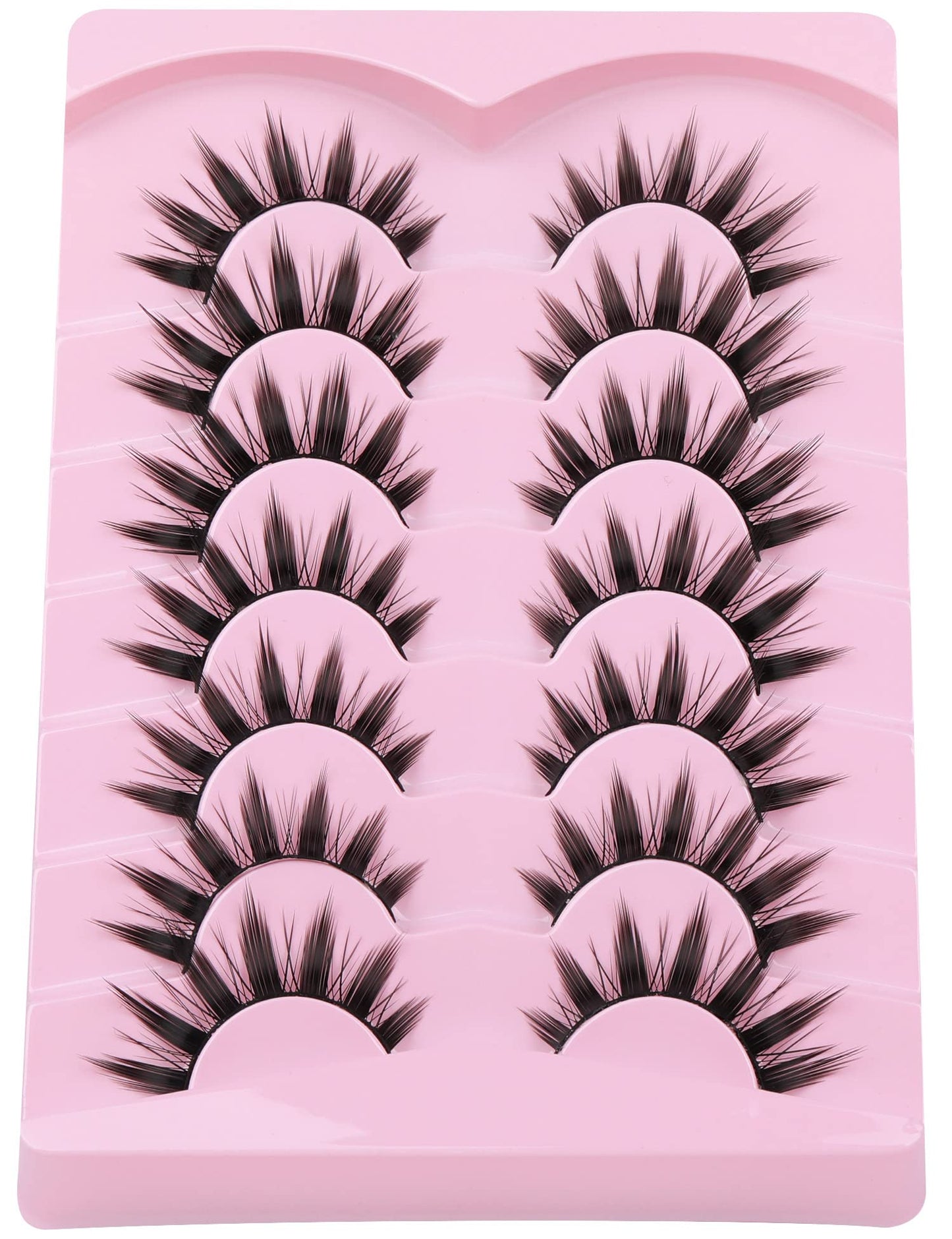 False Eyelashes Manga Anime Lashes Japanese Cosplay Spiky Lashes Mink Dramatic Thick Fake Eyelashes Extensions Doll Strip Lashes 7 Pairs Pack by EYDEVRO