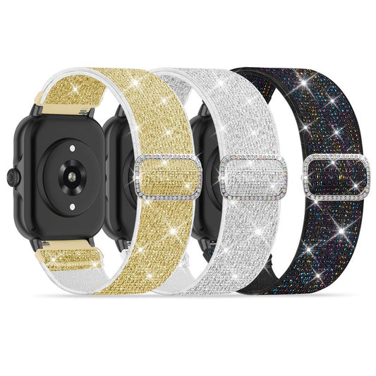 3 Pack Nylon Bands Compatible with Woneligo/Fitpolo Smart Watch, 22mm Soft Elastic Straps for Quican/Tensky/Aeac ID208 Plus/Veryfit IDW28/TOOBUR/Tensky/ENOMIR/Amzhero/WNH IDW19 Glitter Bands for Women