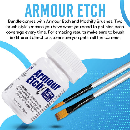 Armour Etch Glass Etching Cream - Starter 2.8oz Size - Bundled with Moshify Application Brushes