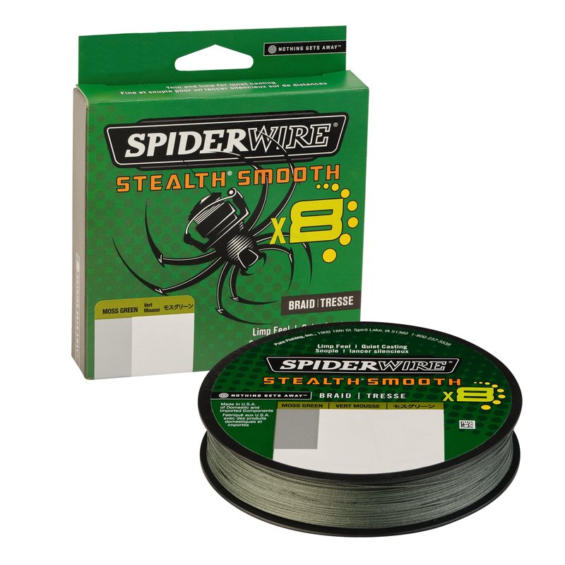 SpiderWire Stealth® Smooth Superline, Moss Green, 15lb | 6.8kg, 125yd | 114m Braided Fishing Line, Suitable for Freshwater Environments