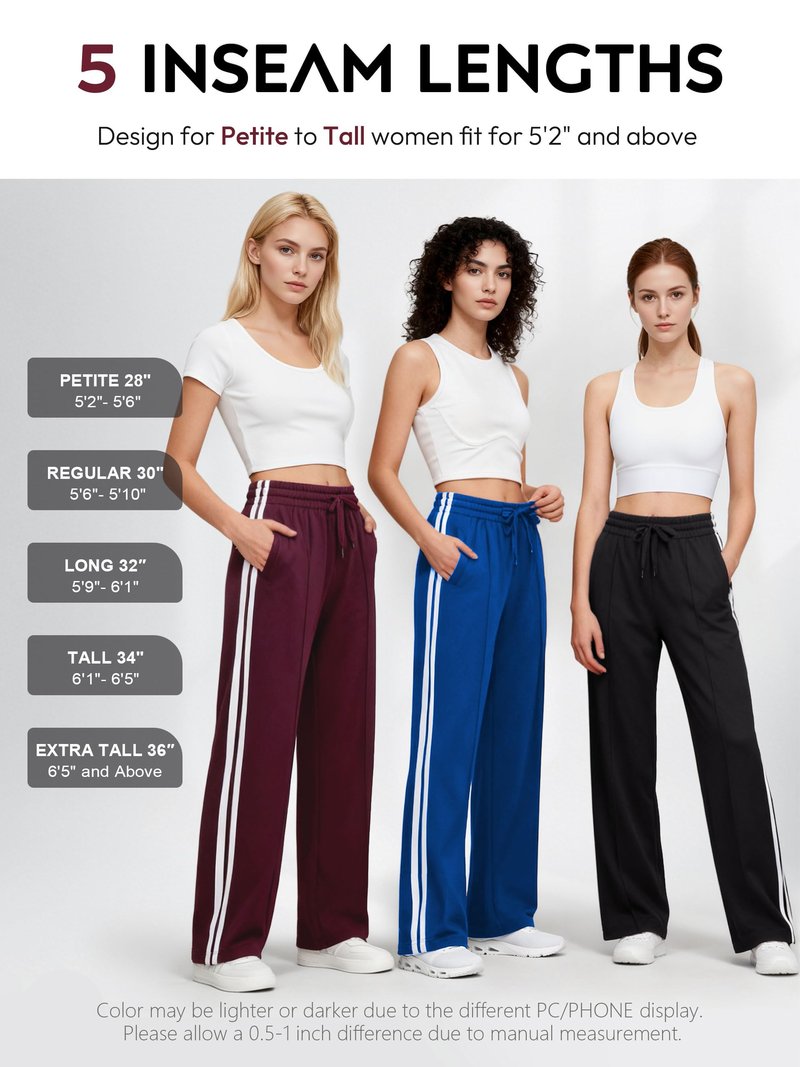 Tapata Petite Women's 28" Inseam Casual Pants Track Athletic Sweatpants Warm Up Loose Side Stripe Street Slacks, Beige, S
