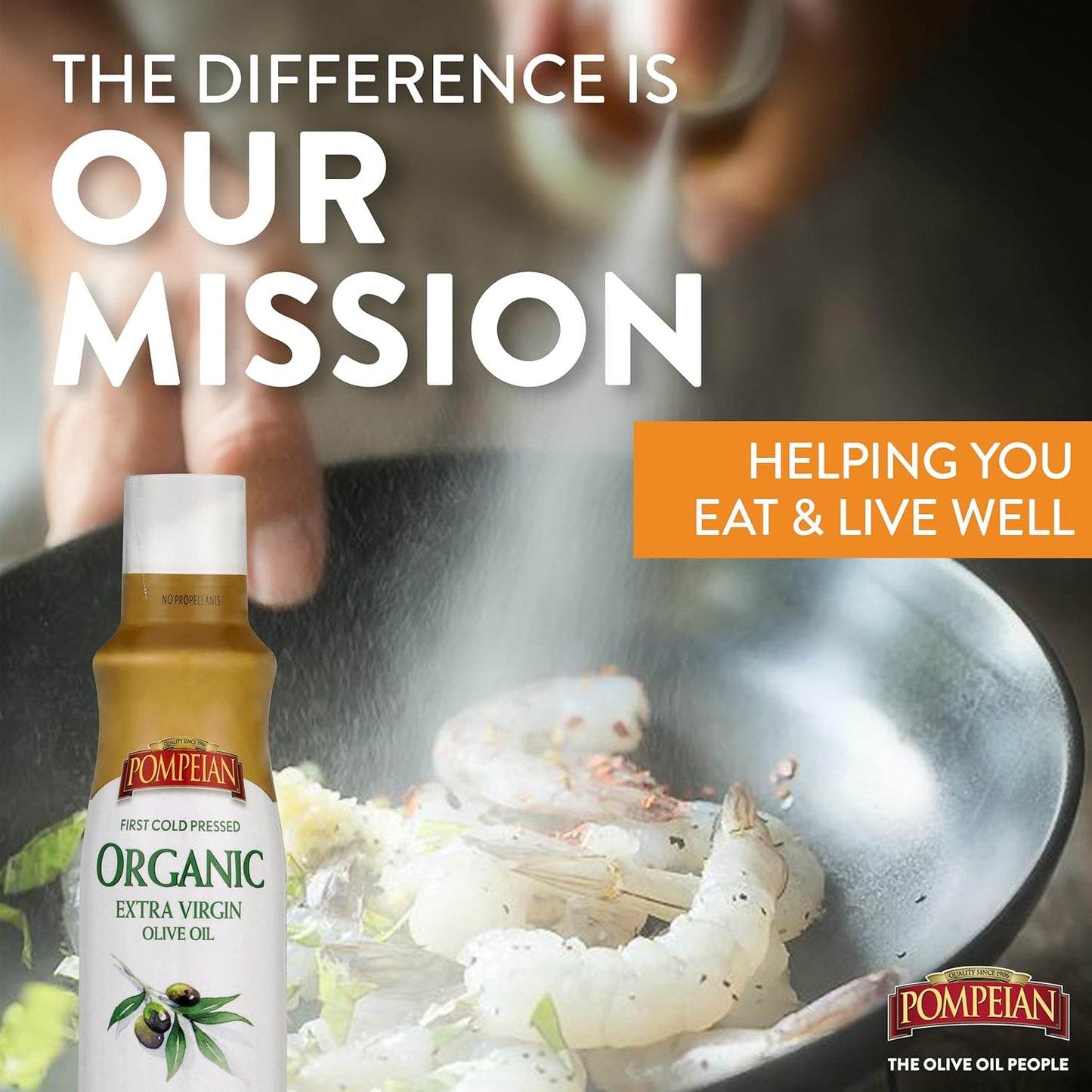 Pompeian USDA Certified Organic Extra Virgin Olive Oil Non-Stick Cooking Spray, No Propellants, 5 Fl Oz
