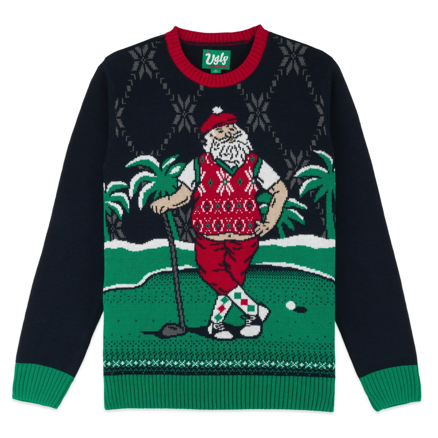 The Ugly Sweater Co. Mens Sports Golf Sports Ugly Christmas Sweater for Holiday Fun Design, Snug Fit Breathable Crewneck