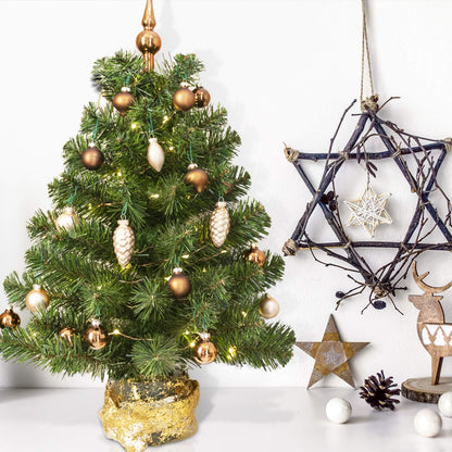 KI Store Bronze Champagne Miniature Ornaments and Toppers Set of 15 Christmas Mini Glass Tree Decorations for Desktop Tabletop Wedding Centerpiece