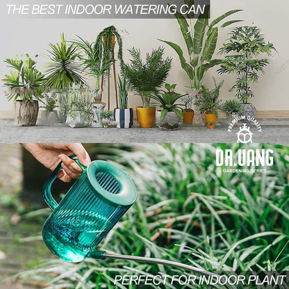 DR.UANG Small Watering Can Indoor Plants with Long Spout (1L, Emerald)