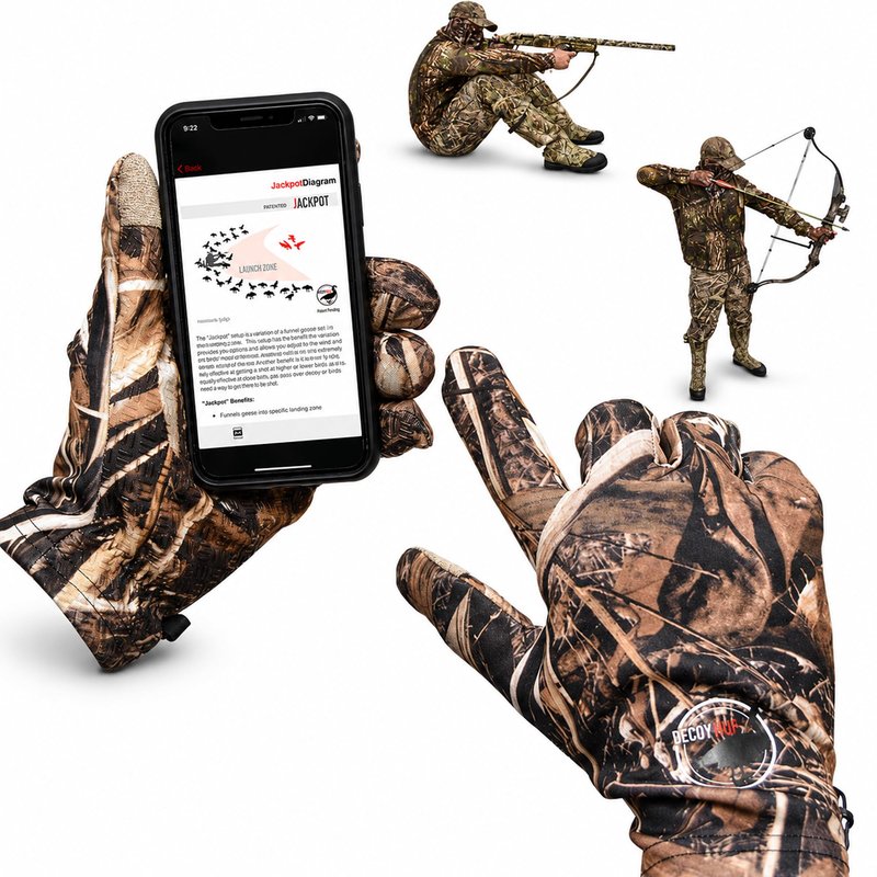 DecoyPro Men’s Camo Touchscreen Hunting Gloves – Lightweight, Thin, High-Performance Hunting Gear – L/XL