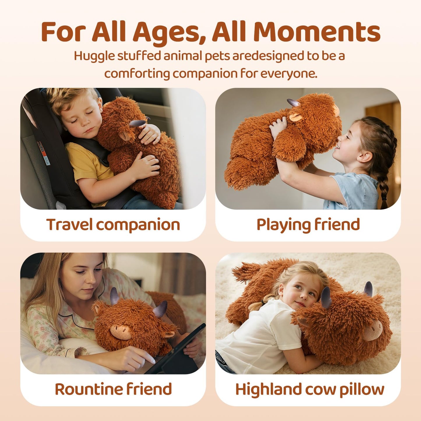 Mewaii Weighted Highland Cow Plush,4.0Lbs Weighted Stuffed Animal Pillow for Kids, Soft Weighted Anxiety Plush Toy Birthday Gifts for Women Girls and Females (23 inch)