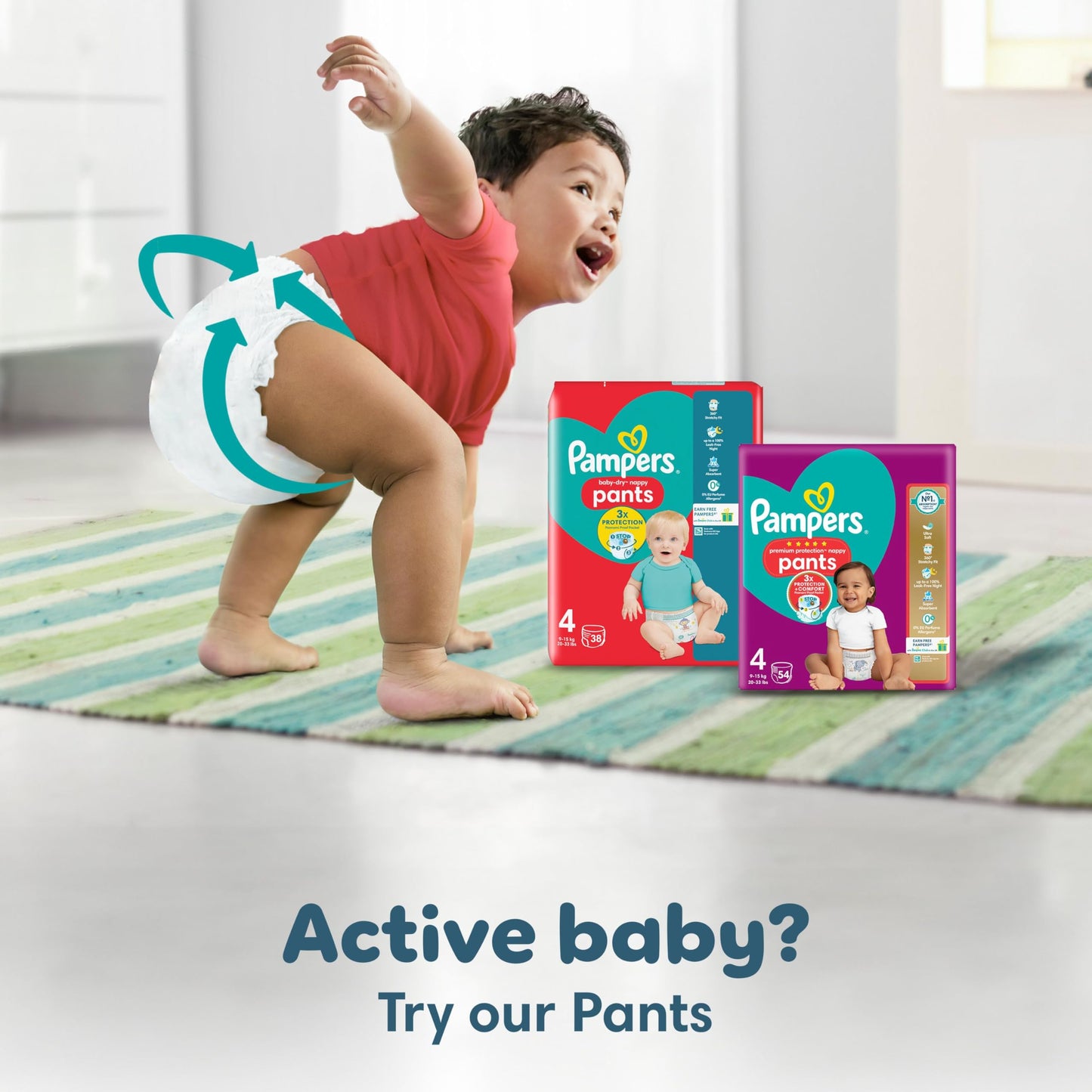 Pampers Baby-Dry Size 8, 120 Nappies, 17kg+, Monthly Pack, Up to a 100% Leak-Free Night