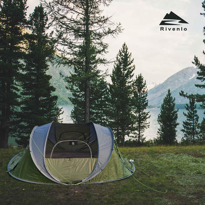 4 Person Easy Pop Up Tent,9.5’X6.6’X52'',Waterproof, Automatic Setup,2 Doors-Instant Family Tents for Camping, Hiking & Traveling