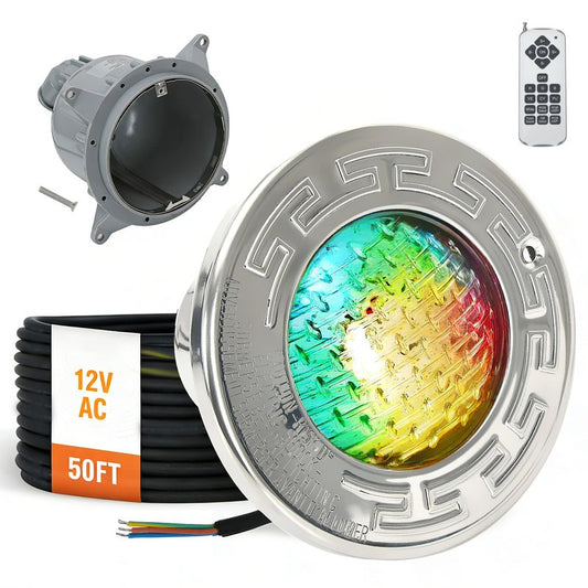 FQRANBO 6 Inch LED Spa Lights with Niche, 12V AC Color Changing Pool Lights for Inground Pool, Underwater Pool Light, Fits for 6" Small Wet Niches, 15W(150W Equivalent), 50FT Cord
