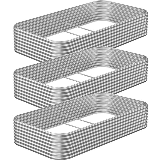OZMSHF 3 Pack 6x3FT Raised Beds for Gardening, Corrugated Galvanized Steel Raised Garden Bed, Outdoor Metal Above Ground Garden Bed for Vegetables and Flowers