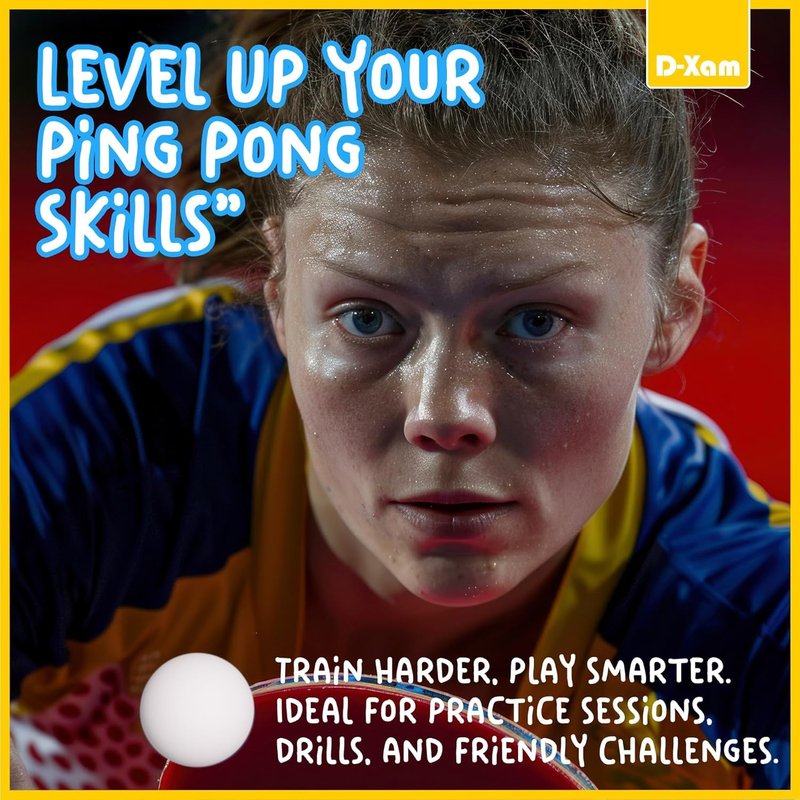 D-Xam 50 Pack White Ping Pong Balls 1 Star 40mm Official Size + Weight Professional ABS Table Tennis Ball for Training & Practice - Durable High Performance