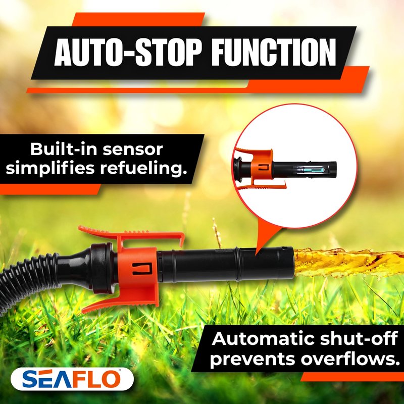 SEAFLO Rechargeable Automatic Fuel Transfer Pump, 3.2 GPM Flow, Auto-Stop Sensor, Portable Gas Can Pump for Oil, Diesel, Gasoline, 4-Year Warranty, CE & ROHS Certified | (Rechargeable Lithium Battery)
