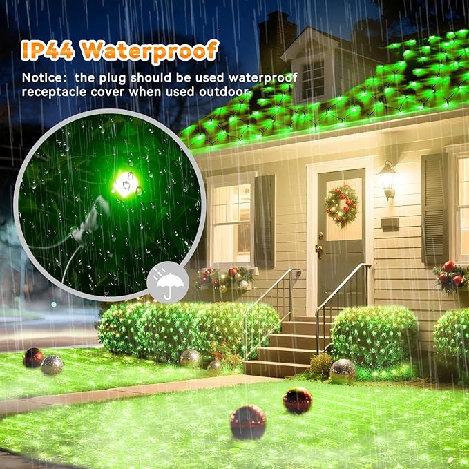 LitHome 14.8FT x 5FT Christmas Net Lights Outdoor Mesh Lights,300 LED Christmas Net Light for Bushes Connectable,8 Modes Green Giant Mesh Light Waterproof for Garden Party Roof St Patrick’s Day Decor