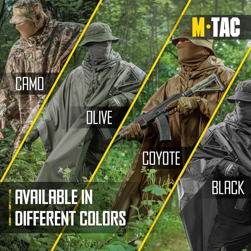 Tactical Rain Poncho - Waterproof Ripstop Military Shelter | Ideal for Camping, Hiking & Outdoor Activities
