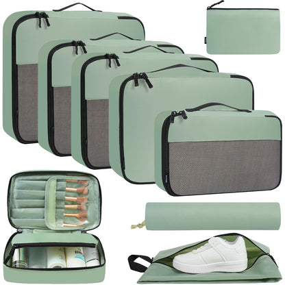 BAGAIL 8 Set/9 Set Packing Cubes Luggage Packing Organizer for Travel, Suitcase Packing Bags for Travel Accessories(Matcha Green, 9 Set)