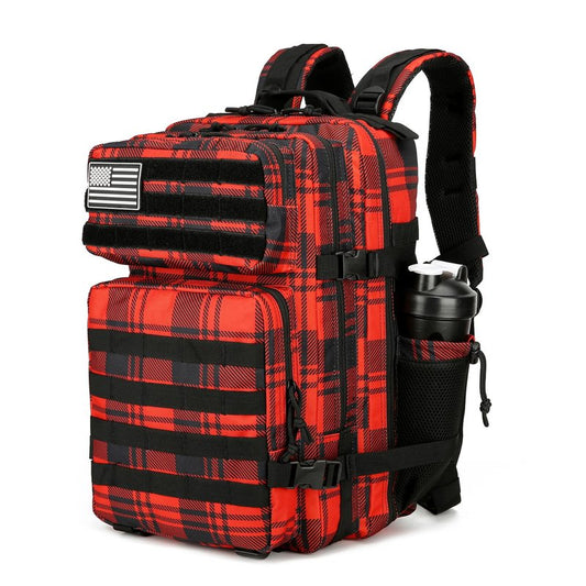 Lovelinks21 25L Tactical Backpack for Men and Women Military Backpack Small Assault Pack Molle Backpack Bug Out Bag Travel Rucksack Daypack (Red Plaid)