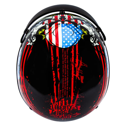 Cartman Cruiser Scooter Motorcycle Half Face Helmet, American Flag Skull USA Graphics, DOT Approved for Bike Scooter ATV UTV Chopper Large