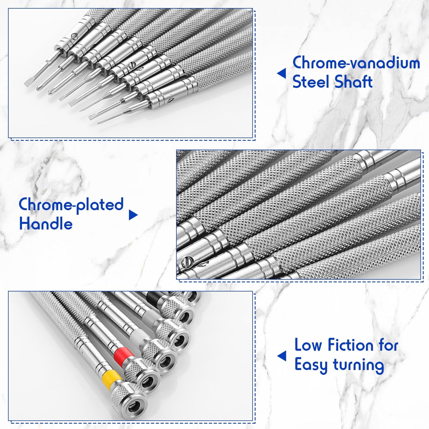 8 Pieces Precision Screwdriver, Jewelers Screwdriver Set, Watch Repair Screwdriver Set 0.6-1.6 mm, Micro Screwdriver for Watch Repair, Eyeglasses Repair, Jewelry Work, Electronics Repair