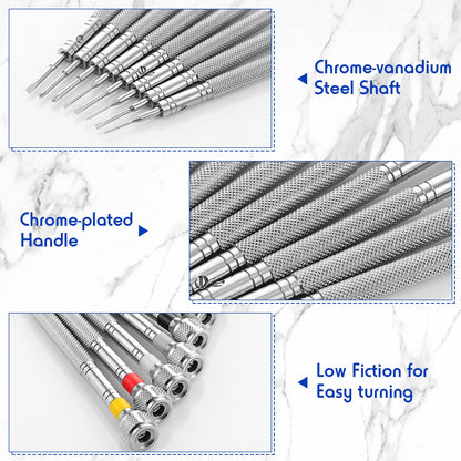 8 Pieces Precision Screwdriver, Jewelers Screwdriver Set, Watch Repair Screwdriver Set 0.6-1.6 mm, Micro Screwdriver for Watch Repair, Eyeglasses Repair, Jewelry Work, Electronics Repair