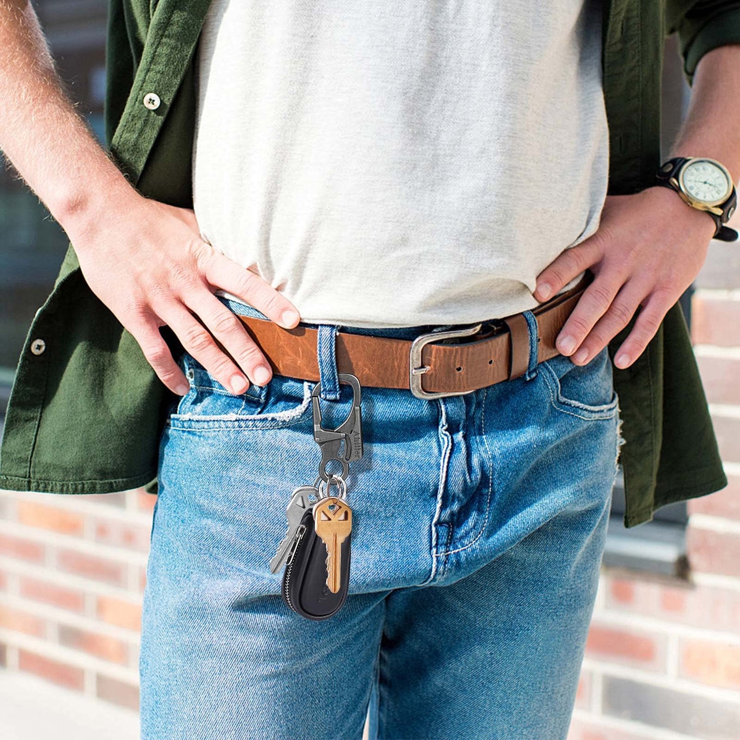 Ahiller Carabiner Clip, Double Anti-Misopening Locking Design, 3" Zinc Alloy Heavy Keychain for Outdoor Camping Hiking, Key Ring Clip (Gunmetal-2P)