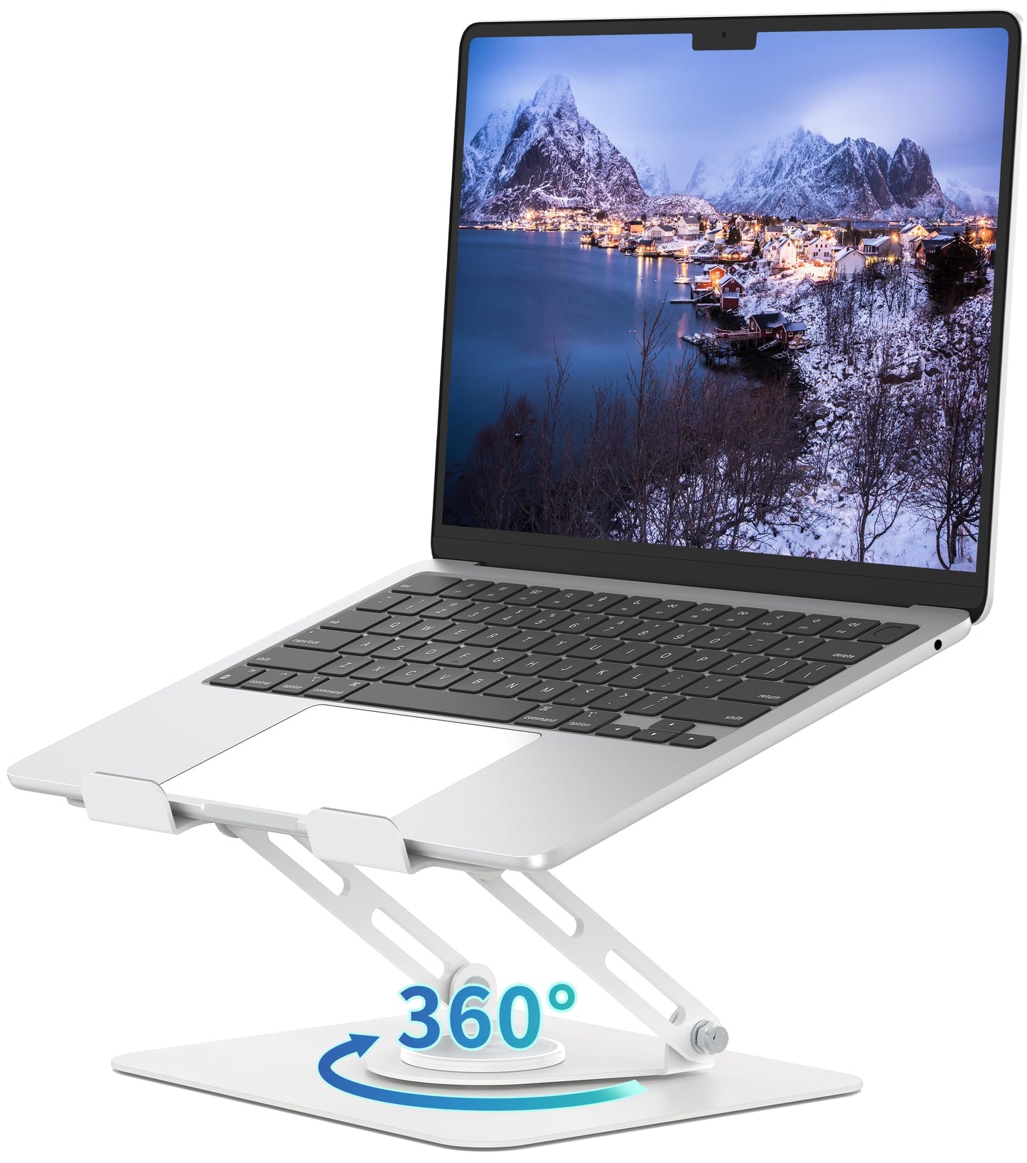 ALASHI Laptop Stand for Desk with 360° Rotating Base, Multi-Angle Adjustable Laptop Stands, Foldable Laptop Riser Compatible with 10 to 15.6 Inches PC Computer, White