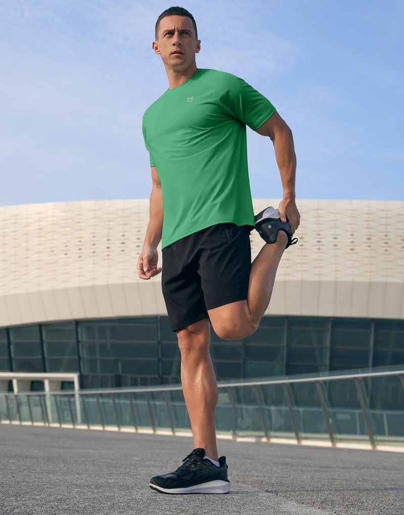 G Gradual Men's Athletic Workout T-Shirts Moisture Wicking Cooling Running Shirts Short Sleeve Performance Tee for Gym Tennis(Green,S)