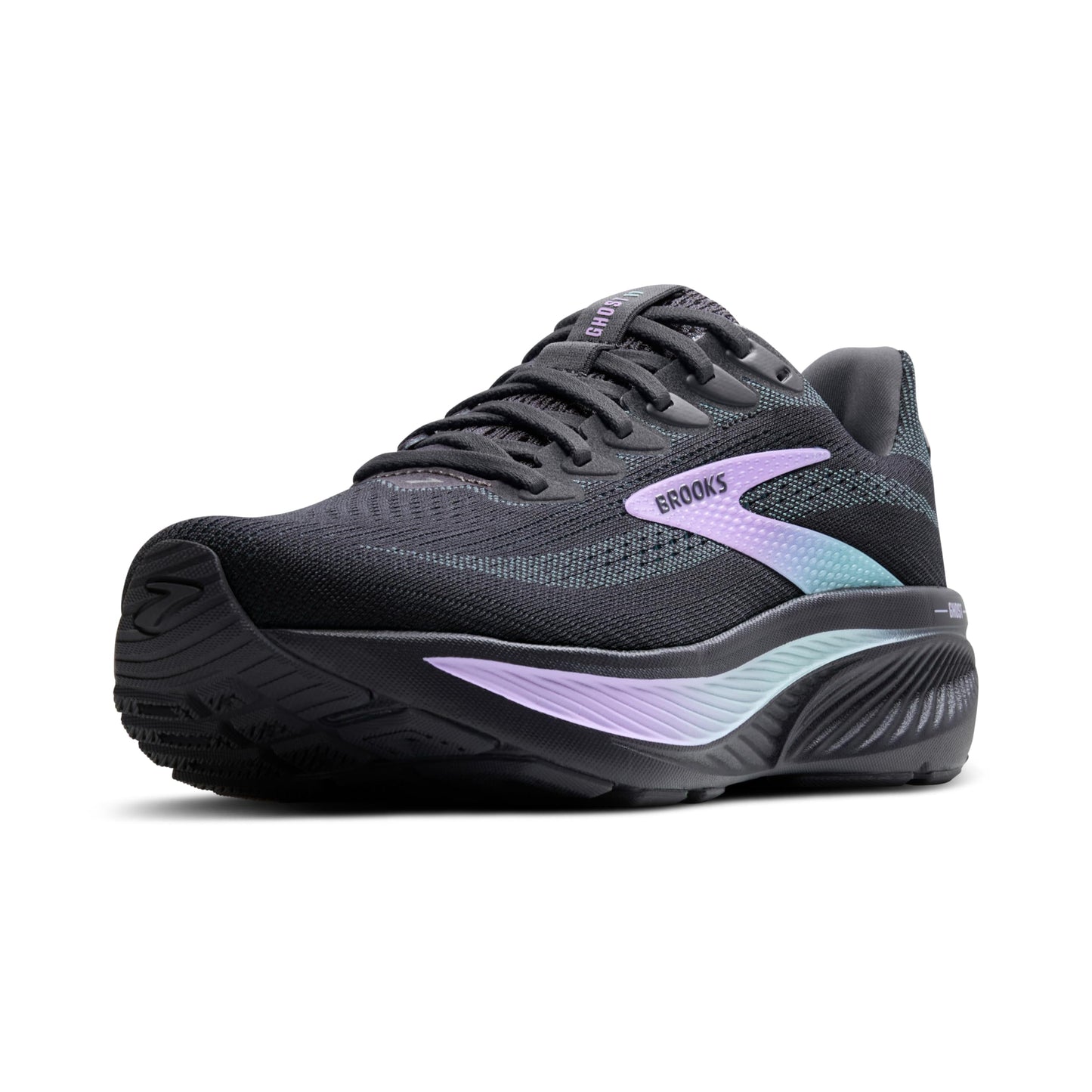 Brooks Women’s Ghost 17 Neutral Running Shoe - Grey/Clearwater/Purple - 7 Medium