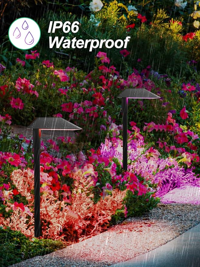 5W RGBW Low Voltage Landscape Lights LED Pathway Lights with Connectors,IP66 Waterproof Color Changing Landscape Lighting 12-24V Landscape Path Light for Walkway Garden Yard Lawn (8Pack)