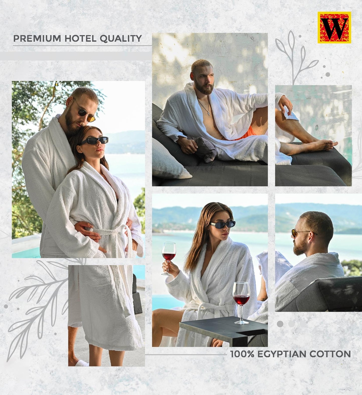 Westlane Linens 100% Egyptian Cotton Terry Toweling Bathrobe with complimentary Slippers, Hotel & Spa Quality Unisex Dressing Gown Bath Robes for Men & Women