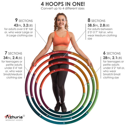Azhuria Weighted Hula Hoop Plus Size | 3.2lb Weight, 43in Diameter | Extra Large Hula Hoop for Adults Weight Loss | Easy to Spin, Soft Padding | Exercise Hoop for Beginners & Advanced Hoopers