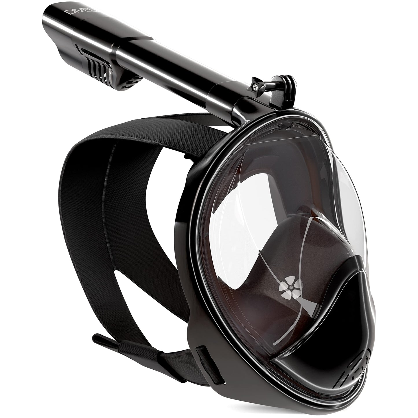 DIVELUX Full Face Snorkel Mask - Black S/M - Innovative Snorkeling Mask - Premium Snorkeling Gear Adults - 180 Panoramic View Scuba Mask - Anti-Fog Anti-Leak Diving Mask w/ Waterproof Case and E-Book