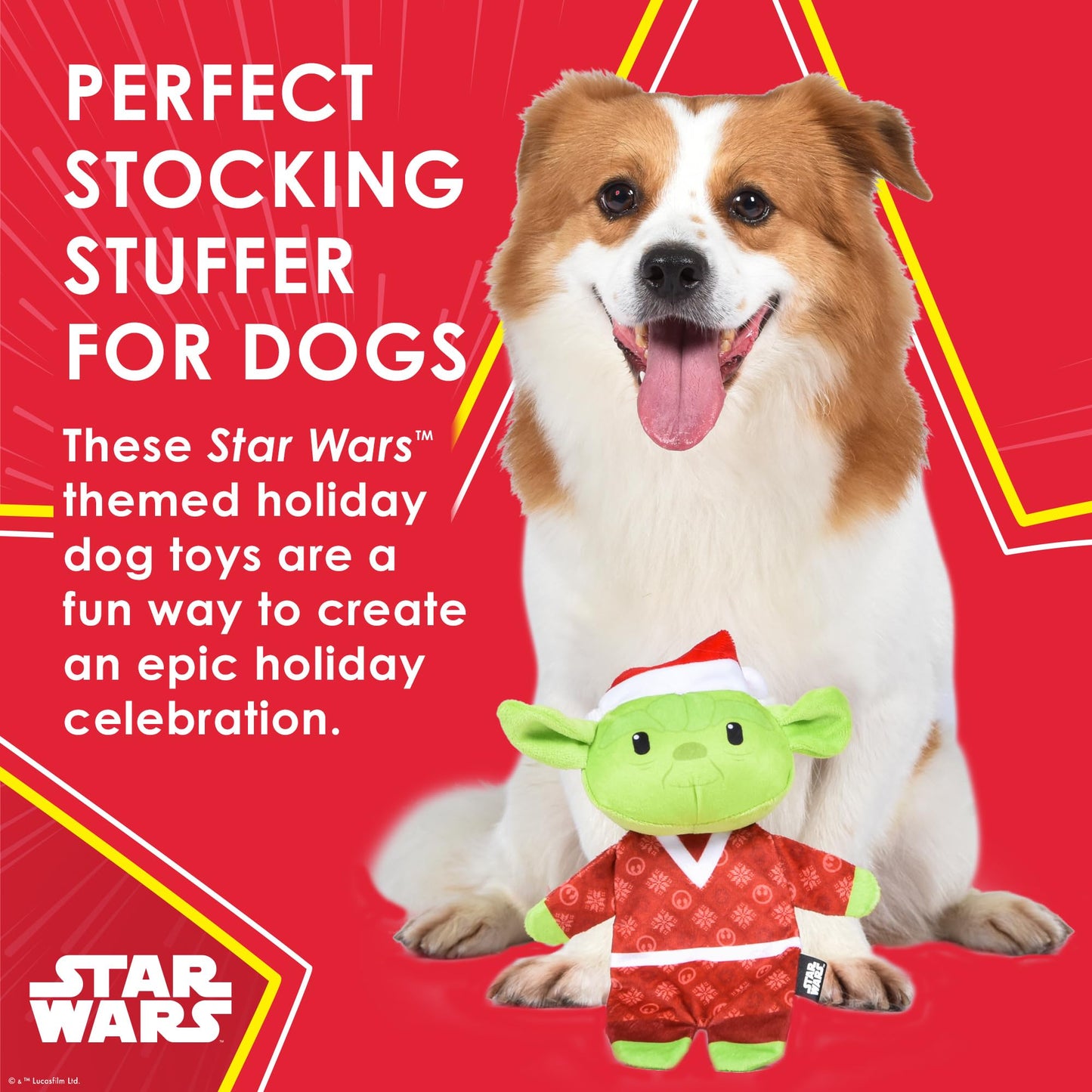 STAR WARS for Pets Holiday 9" YODA Elf with Flat Body Pet Toy, with Crinkle & Squeak | 9” Plush Squeaker Holiday YODA Pet Toy Toy for Dogs | Dog Stocking Stuffers