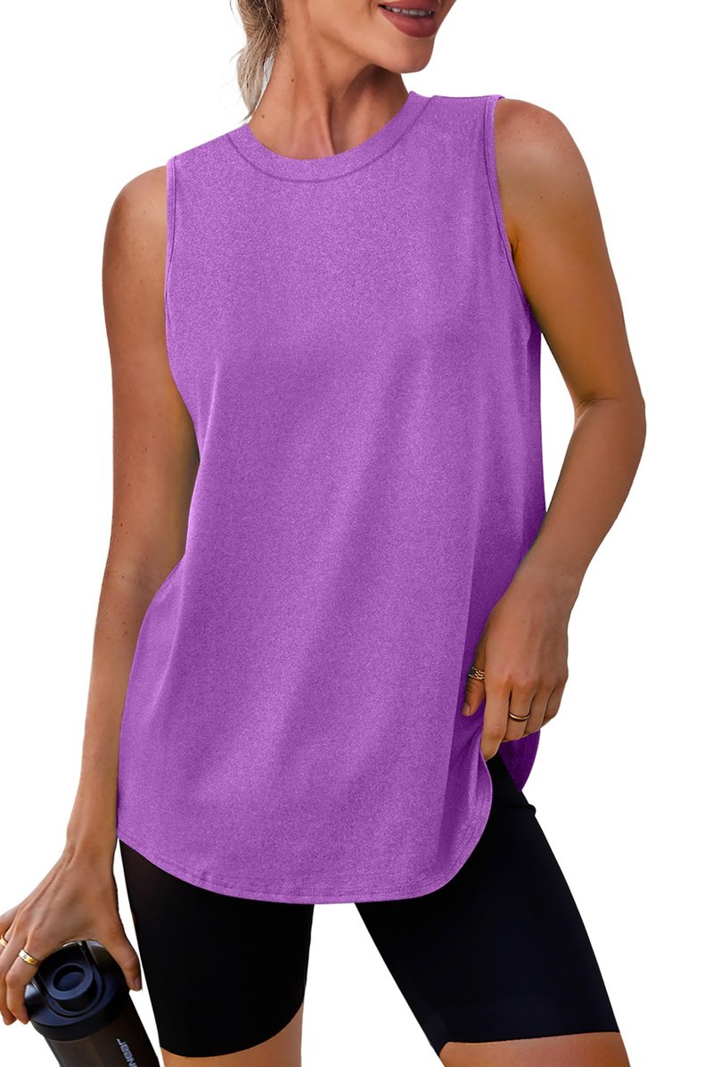 Women's Workout Tank Tops Lightweight Sleeveless Shirts for Women Loose Fit Tops for Athletic Running Tennis Yoga Purple M