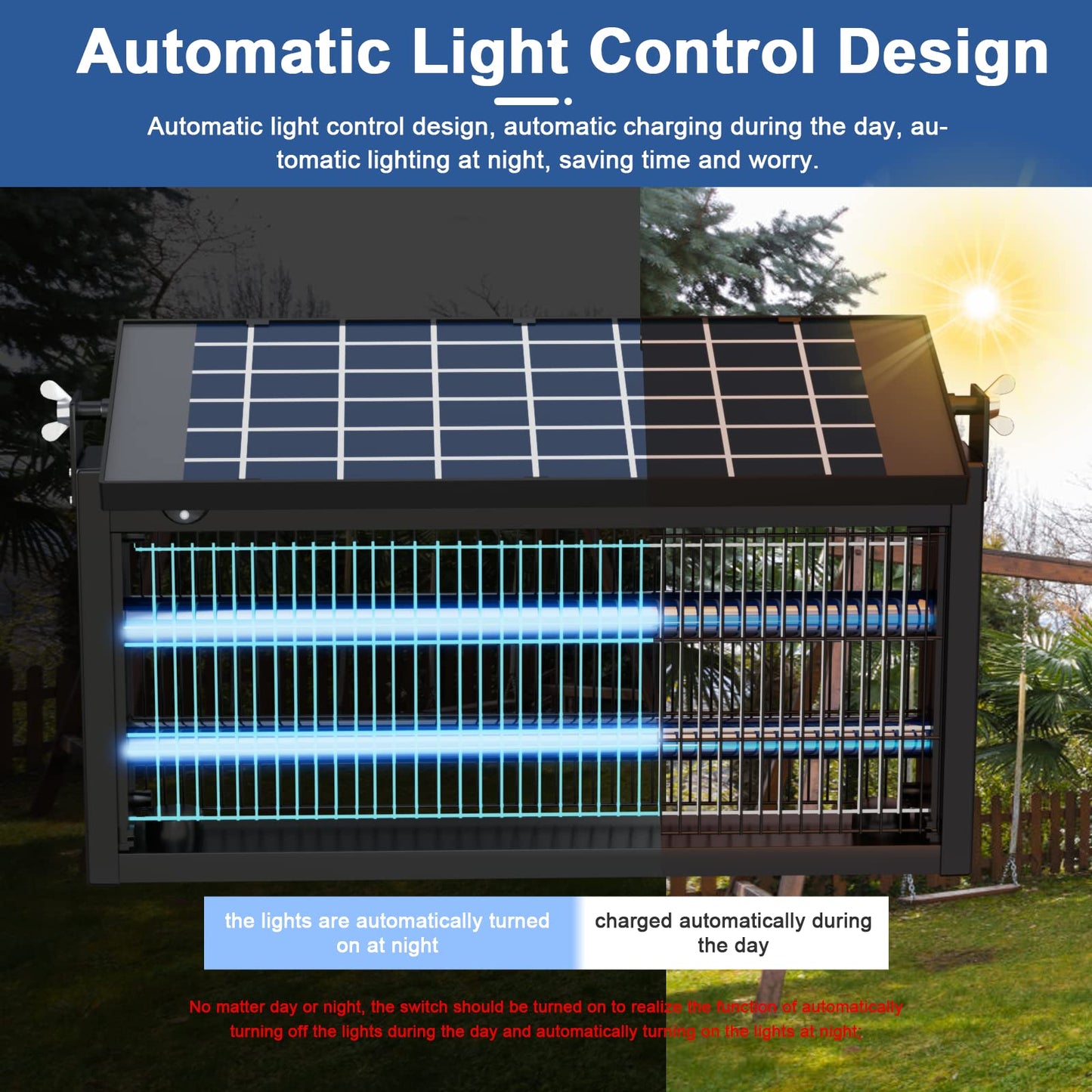 17.7 * 9.8 * 7.1in Bug Zapper Outdoor - Mosquito Repellent Outdoor Patio,Solar Bug Zapper Indoor,Waterproof Portable Fly Zapper,High Powered 4500V Mosquito Zappers Killer for Home,Patio,Camping