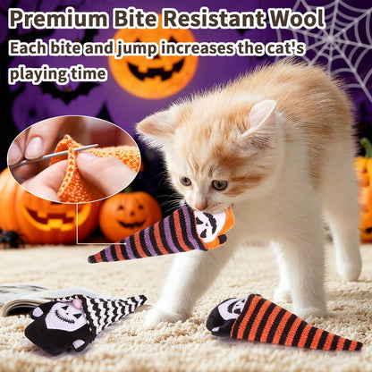 Retro Shaw Cat Toys, Halloween Gnomes 3Pcs, Crinkle Sound Catnip Toys for Indoor Cats Kitten, Interactive Cat Nip Chew Kitty Kicker Toy for All Breeds