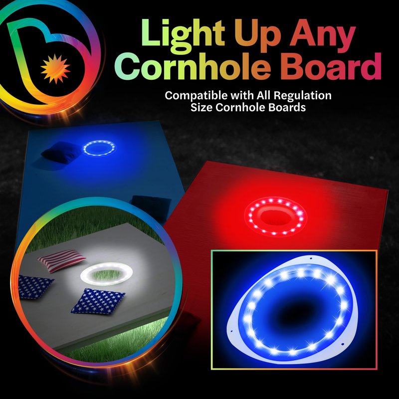 Brightz LED Cornhole Board Ring Lights, 2-Pack - Bride and Groom Corn Hole Wedding Games - Wedding Themed Cornhole Accessories for Mr and Mrs